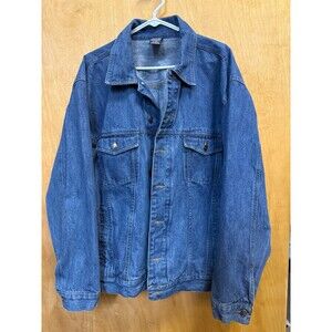 Men’s Vintage Denim Jacket L 42/44 Stonewashed Button Front Trucker Style